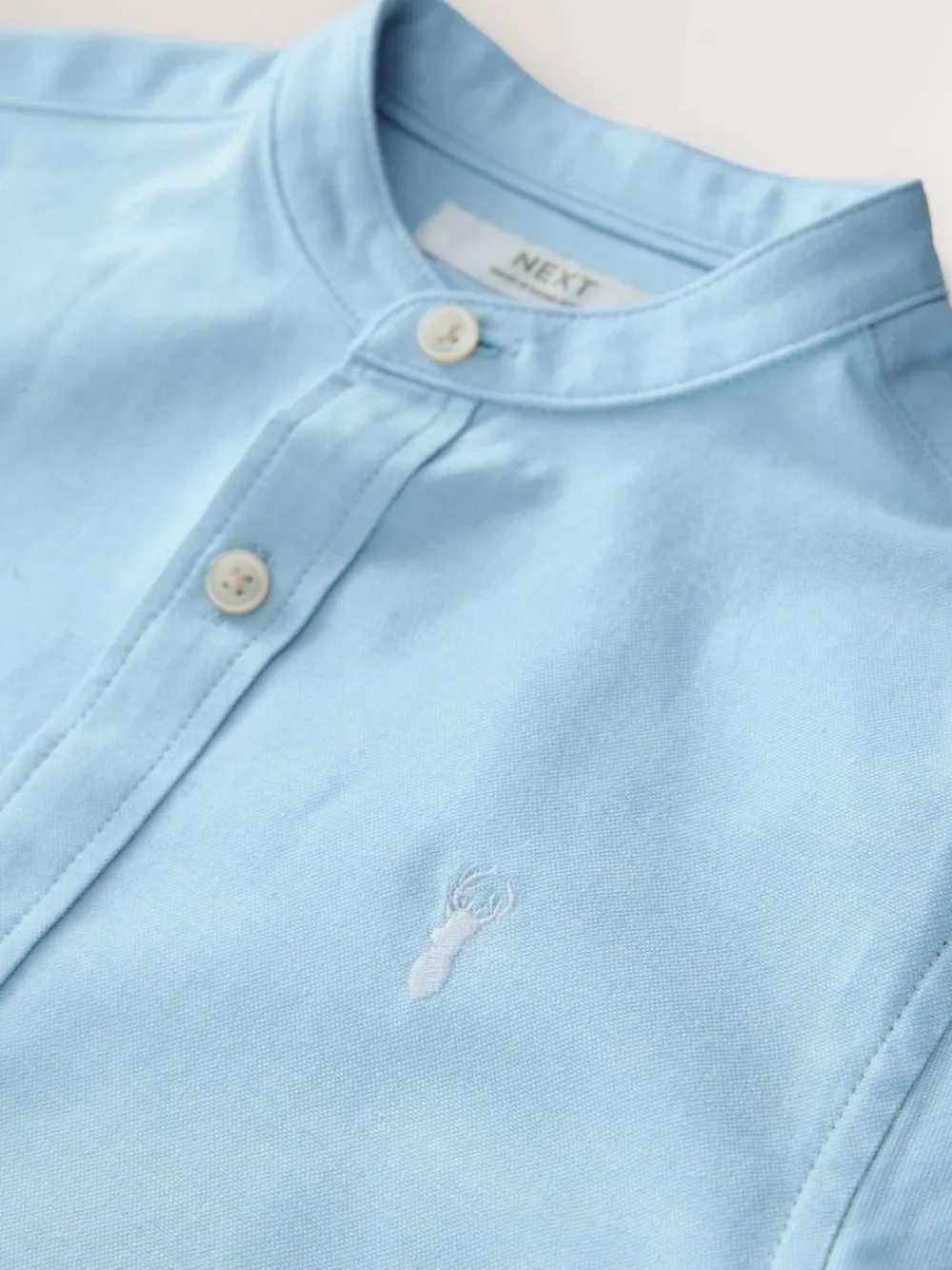Clearance Next Long Sleeve Grandad Collar Oxford Shirt (3-16yrs) Blue