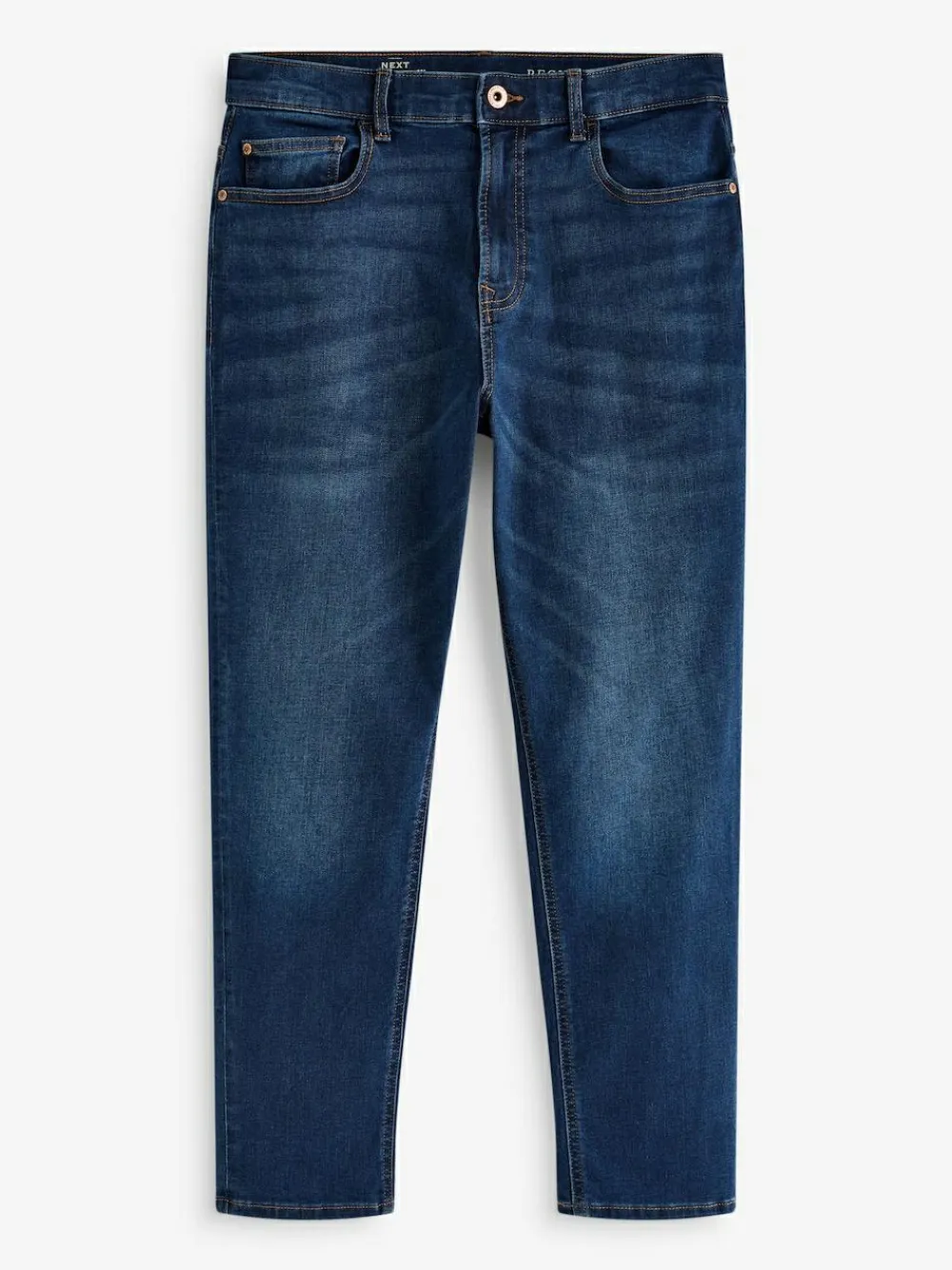 Online Next Blue Mid Regular Tapered Fit Classic Stretch Jeans