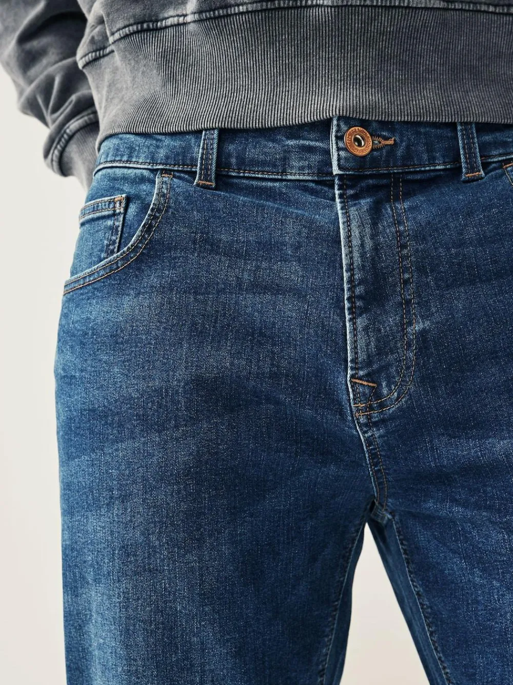 Sale Next Blue Mid Single Slim Fit Classic Stretch Jeans
