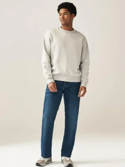 Next Blue Mid Single Straight Fit Classic Stretch Jeans^ Jeans|Jeans