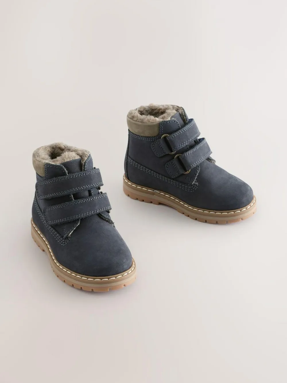 Outlet Next Wide Fit (G) Leather Thermal Thinsulate™ Lined Touch Fastening Work Boots Blue Navy
