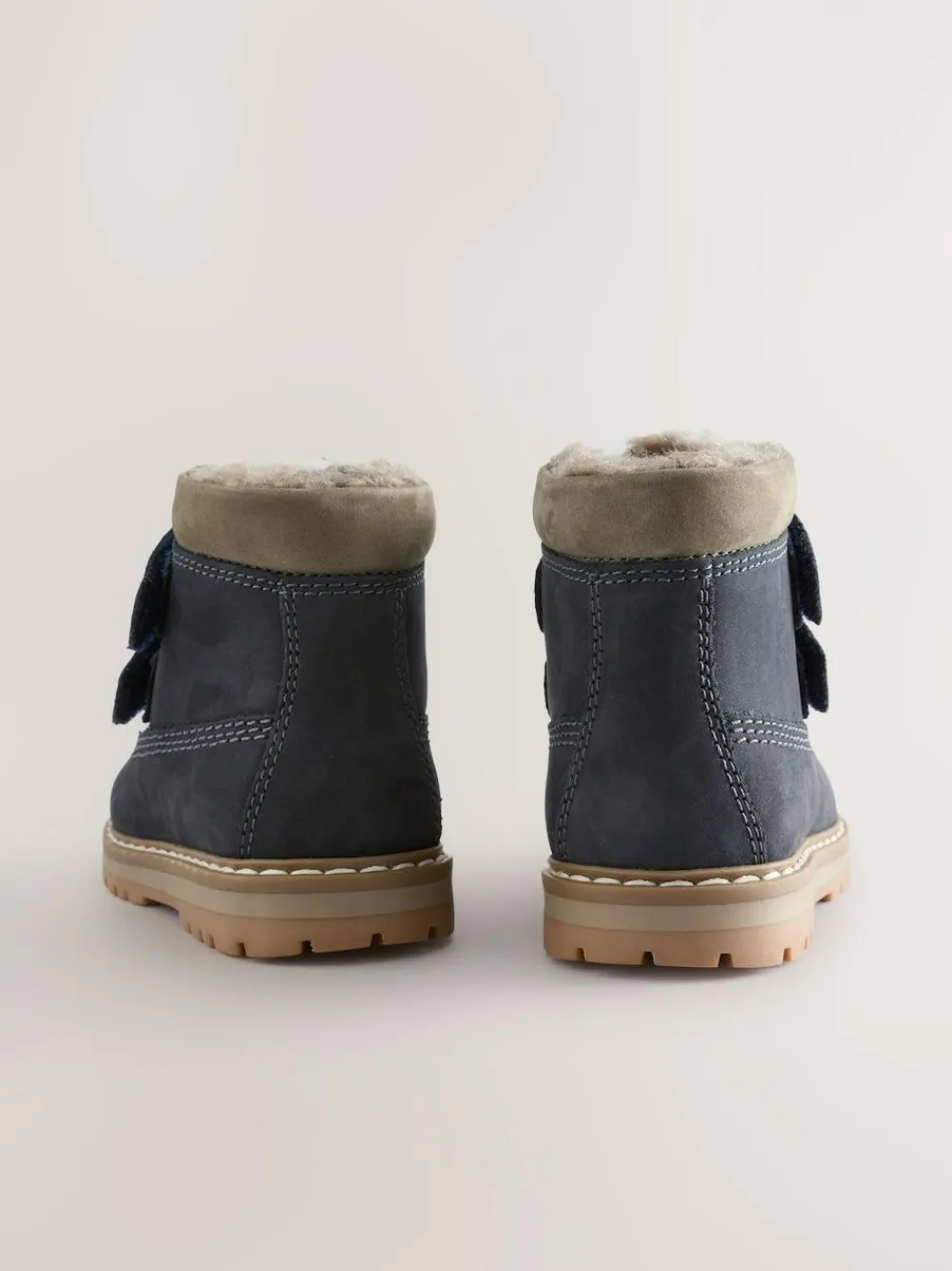 Outlet Next Wide Fit (G) Leather Thermal Thinsulate™ Lined Touch Fastening Work Boots Blue Navy