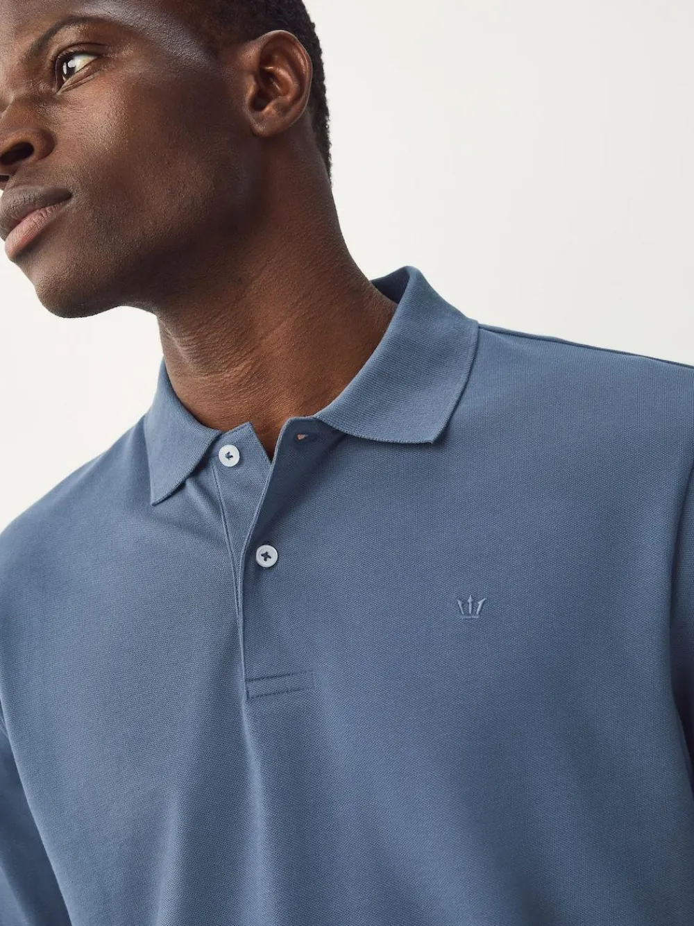Next Blue Regular Fit Long Sleeve Pique Polo Shirt