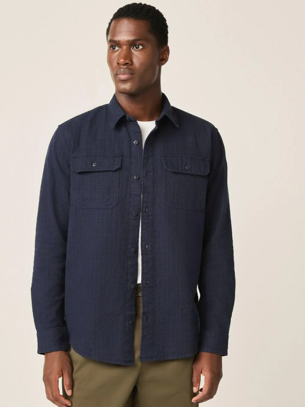 Next Regular Fit Textured Waffle Long Sleeve Shirt^ Shirts