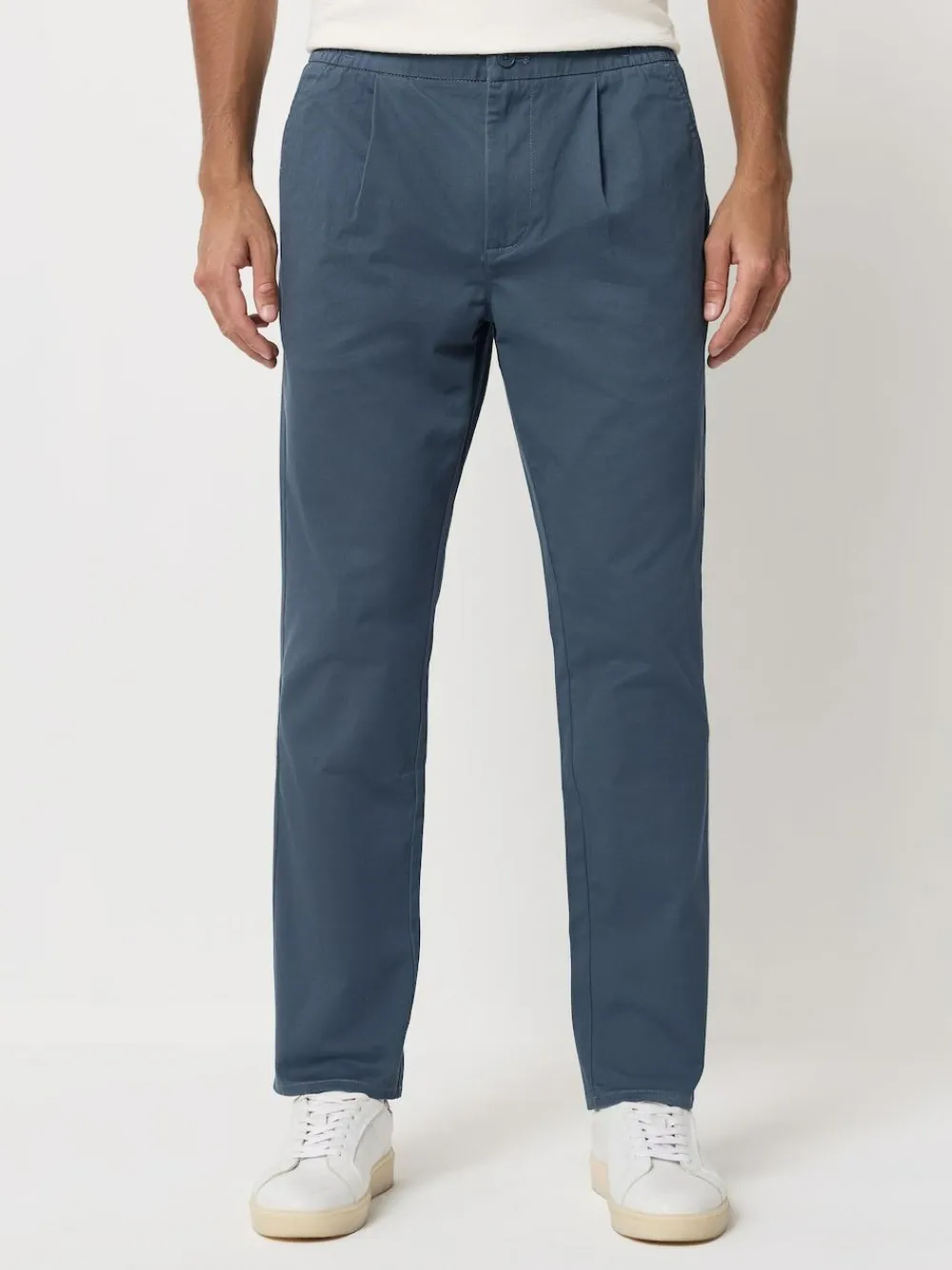 Next Slim Fit Pleated Stretch Chinos Trousers With Elasticated Waist^ Pants & Chinos