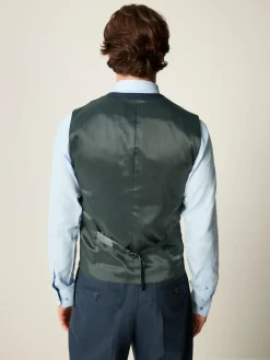 Sale Next Blue Slim Fit Textured Flannel Suit Waistcoat