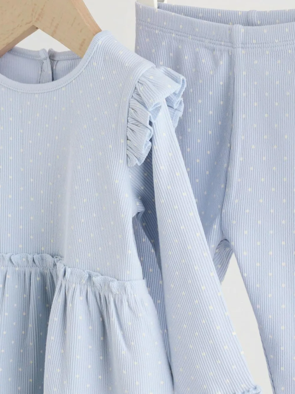 New Next Baby Long Sleeve Frill Top And Leggings Set (0mths-2yrs) Blue Spot