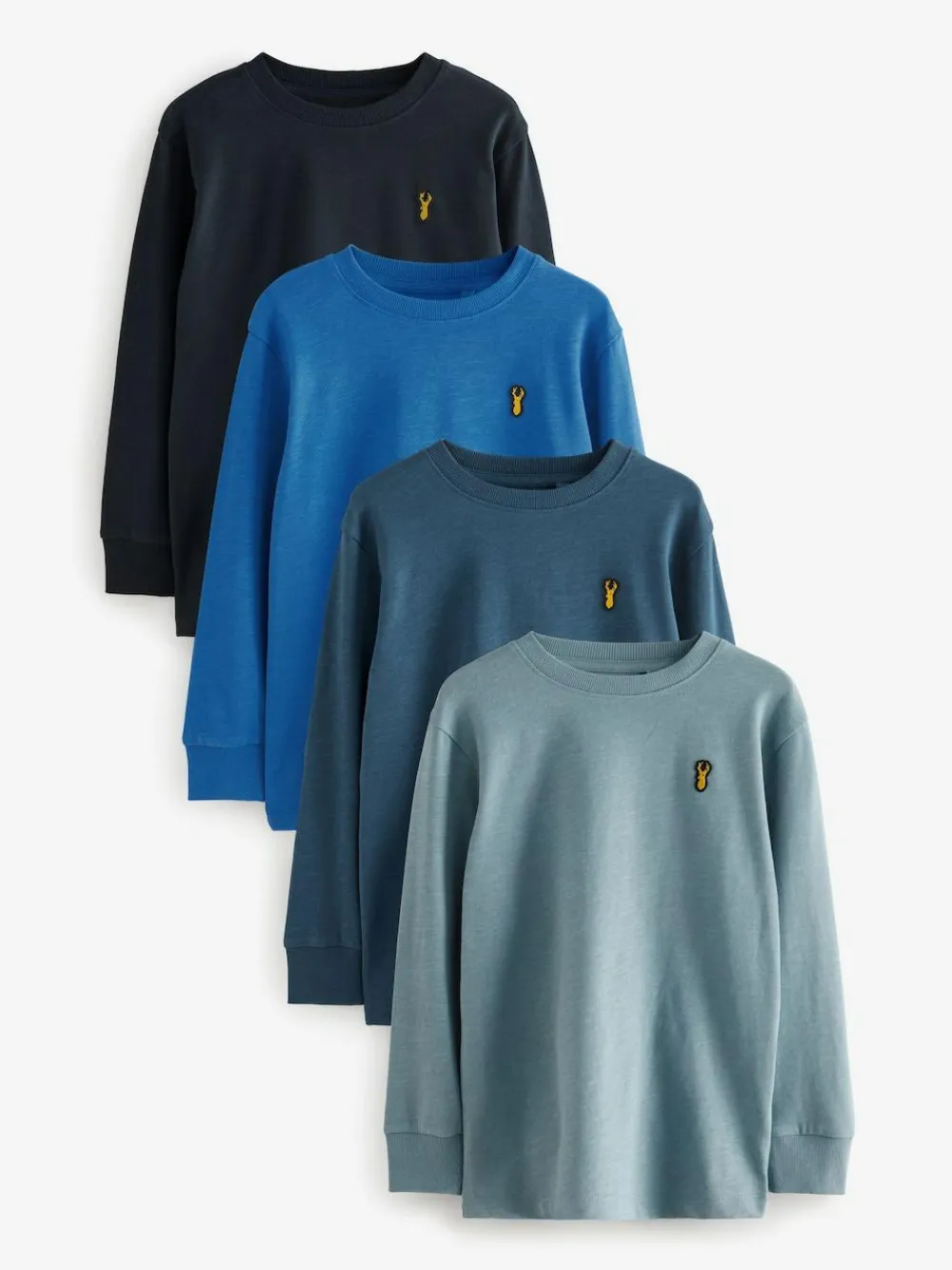 Discount Next Stag Logo Long Sleeve Cosy T-Shirts 4 Pack (3-16yrs) Blue