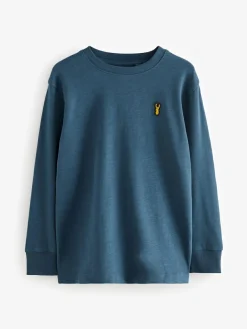 Discount Next Stag Logo Long Sleeve Cosy T-Shirts 4 Pack (3-16yrs) Blue