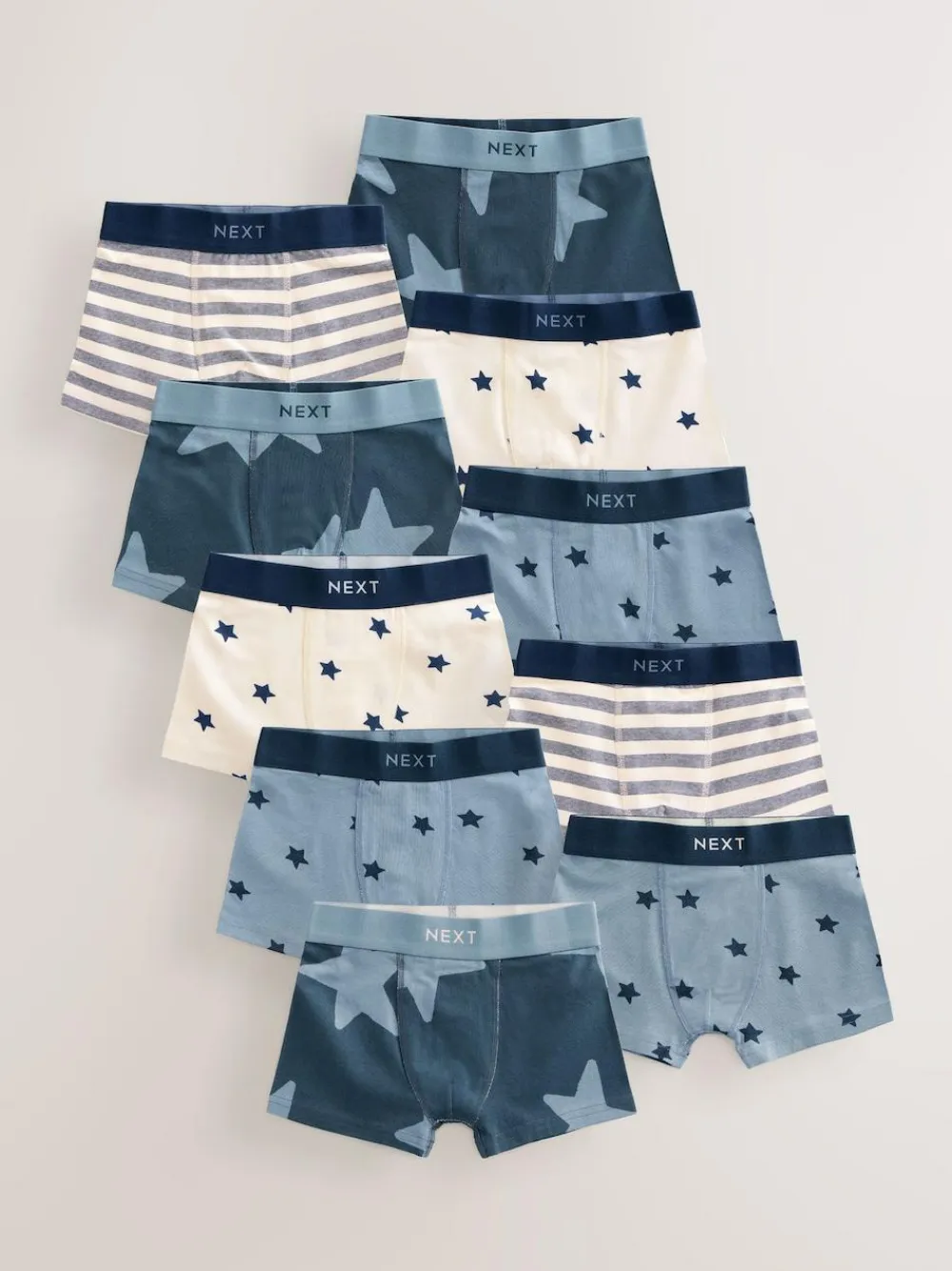 Next Blue Stars and Stripes Trunks 10 Pack (1.5-16yrs)^BOY Underwear