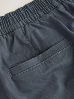New Next Straight Fit Pleated Stretch Chinos Trousers With Elasticated Waist Blue