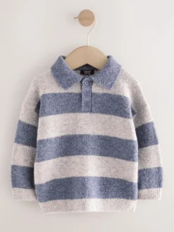 Next Stripe Knitted Rugby Polo Shirt (3mths-7yrs)^BOY Tops|Tops