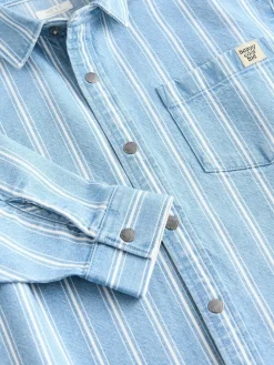 Next Blue Stripe Long Sleeve Denim Shirt (3mths-7yrs)^BOY Suits & Vest|Shirts