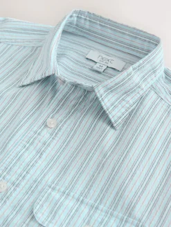 Next Blue Stripe Seersucker Long Sleeve Shirt^ Shirts