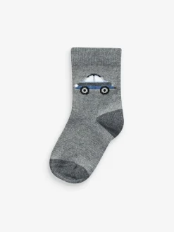 Next Blue Stripes/Transport Cotton Rich Socks 7 Pack^BOY Socks & Tights|Socks & Tights