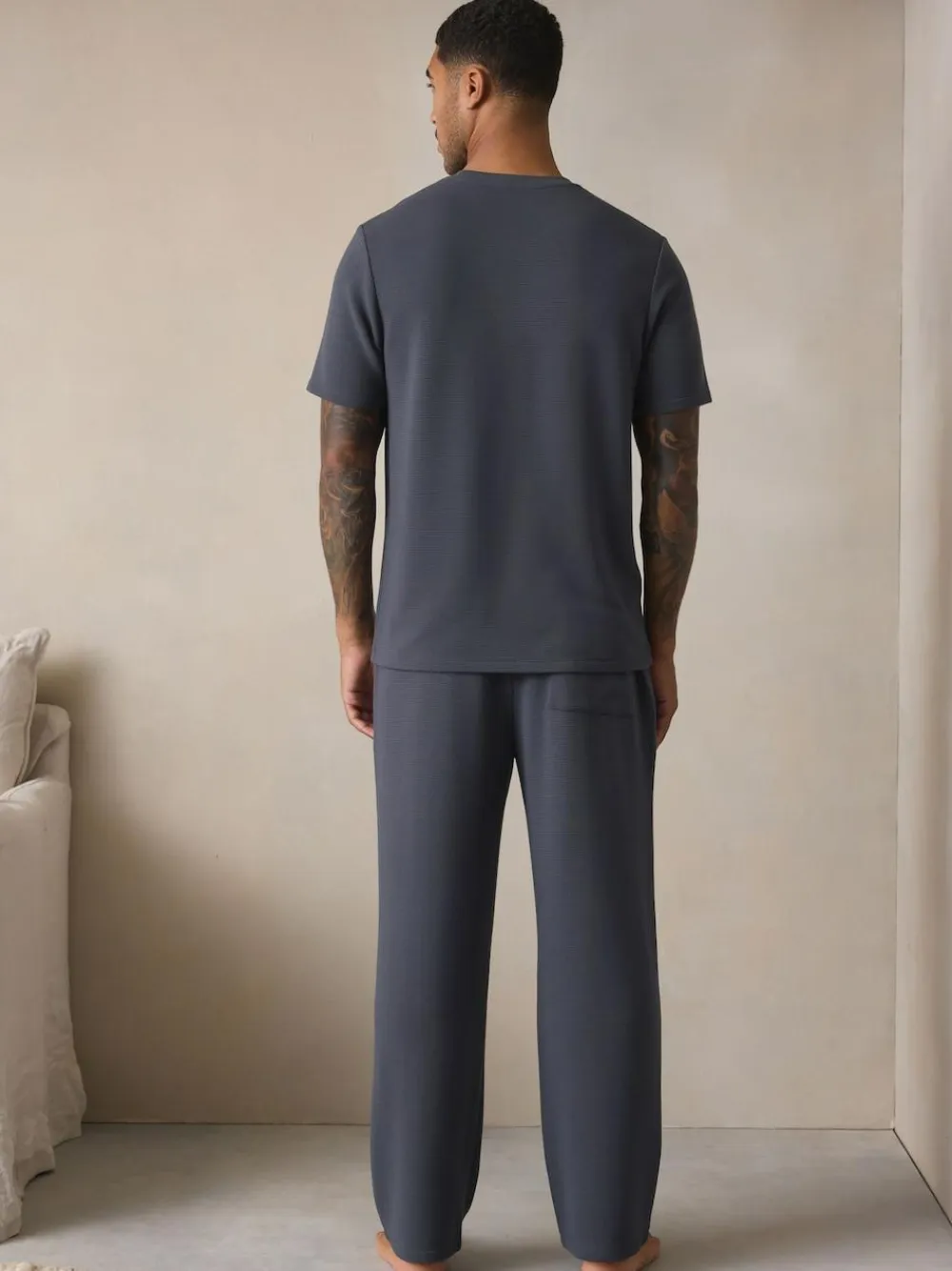 New Next TENCEL™ Modal Blend Short Sleeve Pyjamas Set Blue