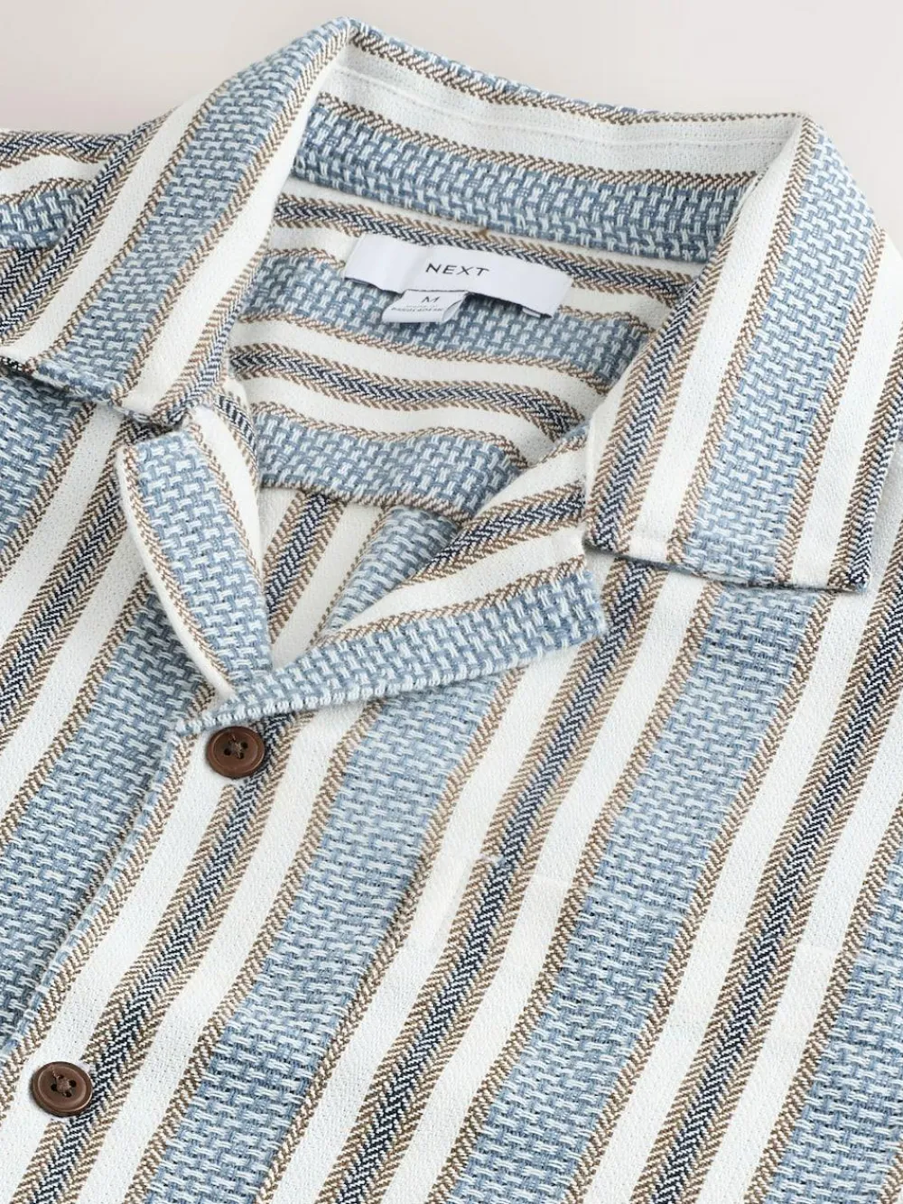 Next Blue Textured Stripe Short Sleeve Shirt^ Shirts