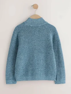 Next Textured Zip Through Knitted Cardigan (3-16yrs) Blue