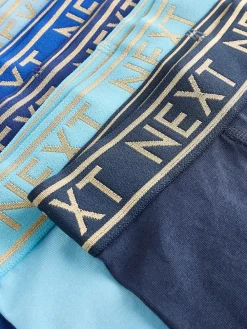 Outlet Next Blue with Gold Waistband Trunks 7 Pack (2-16yrs)