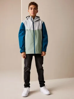 Discount Next Blue/Green Colour Block Waterproof Fleece Lined Hooded Jacket (3-16yrs)