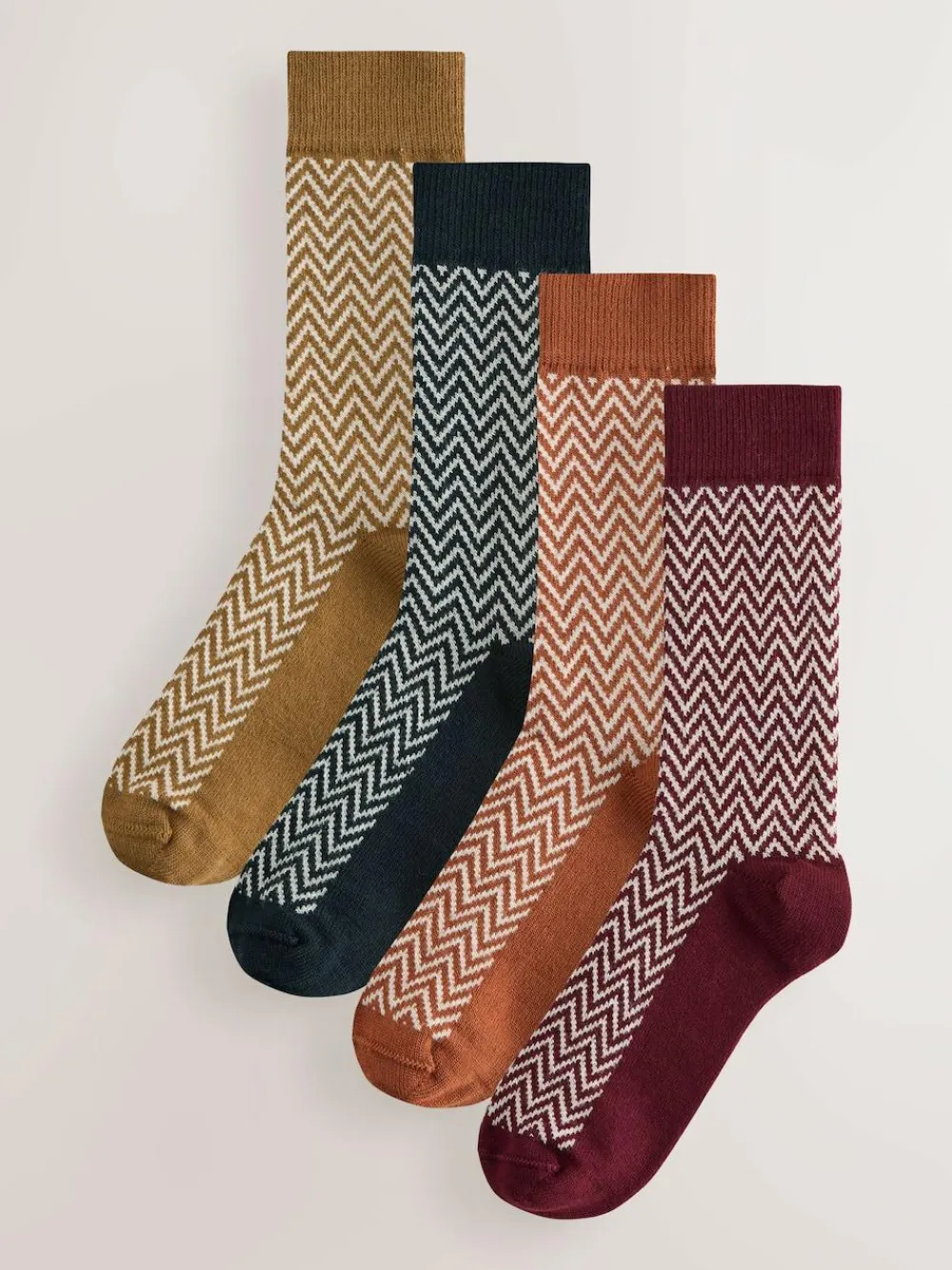 Hot Next Blue/Green/Grey Herringbone Heavyweight Socks 4 Pack