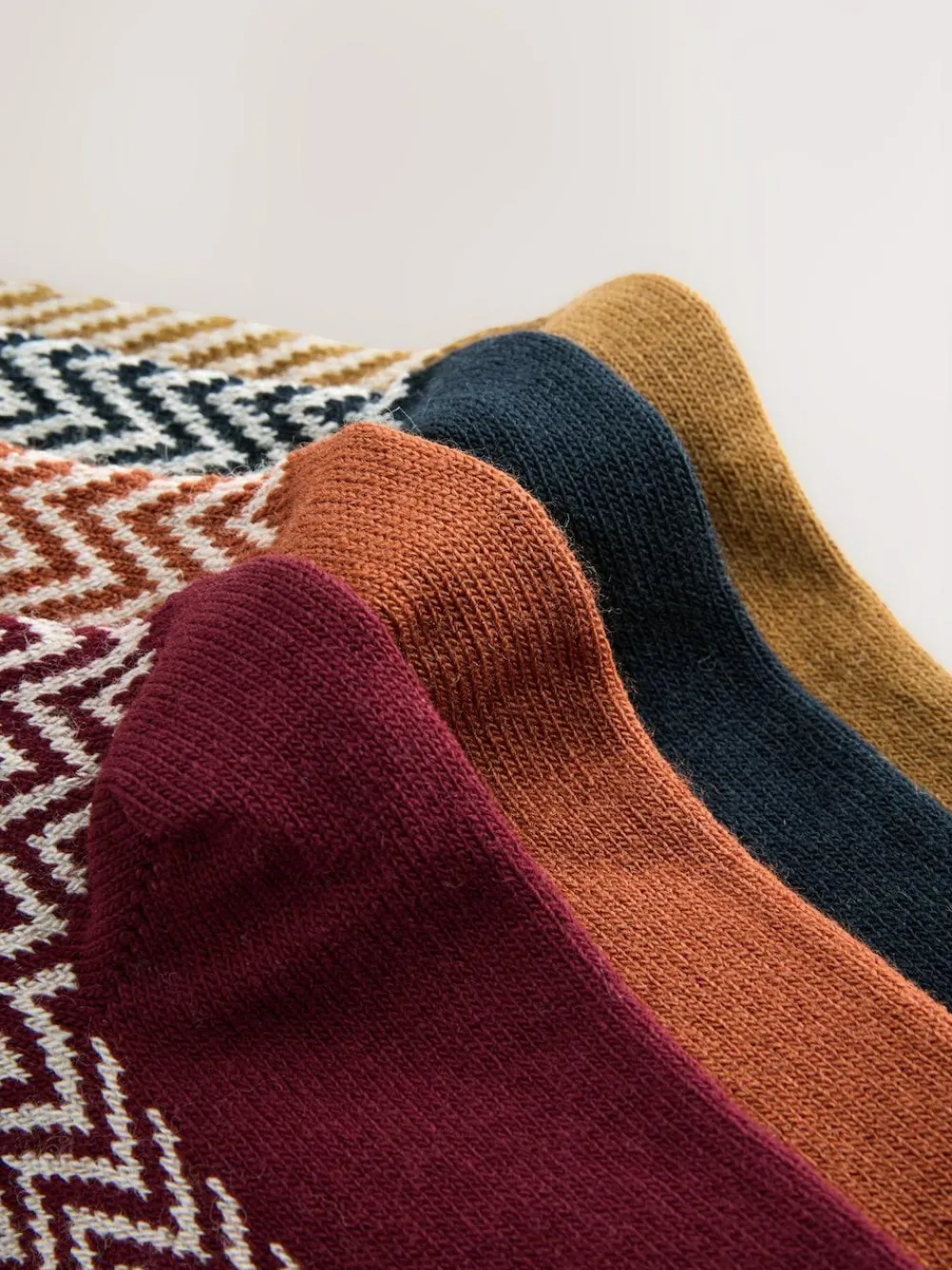 Hot Next Blue/Green/Grey Herringbone Heavyweight Socks 4 Pack