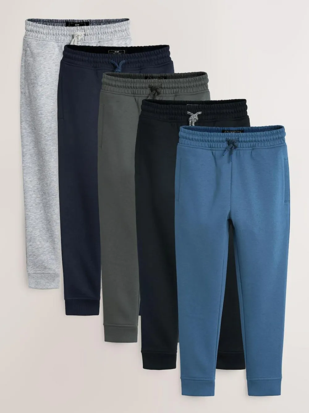 Next Slim Fit Basic Joggers 5 Pack (3-16yrs)^BOY Joggers|Sweat Pants