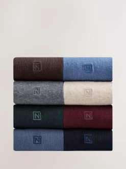 Clearance Next 8 Pack Embroidered Lasting Fresh Socks Blue/Grey/Green