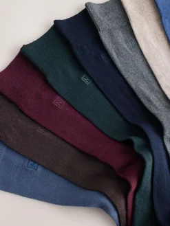 Clearance Next 8 Pack Embroidered Lasting Fresh Socks Blue/Grey/Green