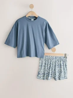 Next Blue/Grey/Pink Floral Short Set Pyjamas 3 Pack^Women Pyjamas|All Night & Lounge