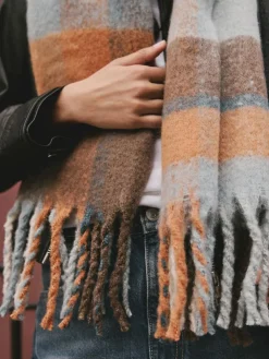 Clearance Next Heavyweight Brushed Blanket Scarf Blue/Orange