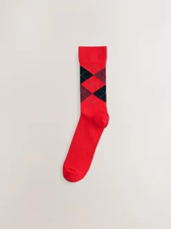 New Next Blue/Orange/Green Argyle Stripe Pattern Socks 5 Pack