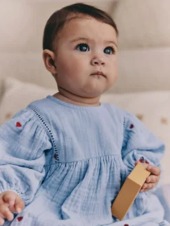 Next Blue/Red Baby Long Sleeve Embroidered Dress (0mths-2yrs)^ Dresses|Dresses