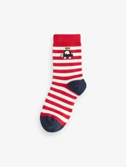Next Blue/Red London Bus Character Cotton Rich Socks 5 Pack^BOY Socks