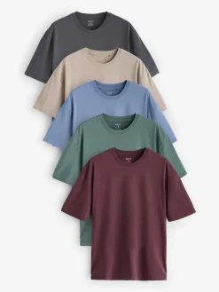 Next Essential Cotton T-Shirts Relaxed Fit 5 Pack^ Nightwear|Tops & T-Shirts