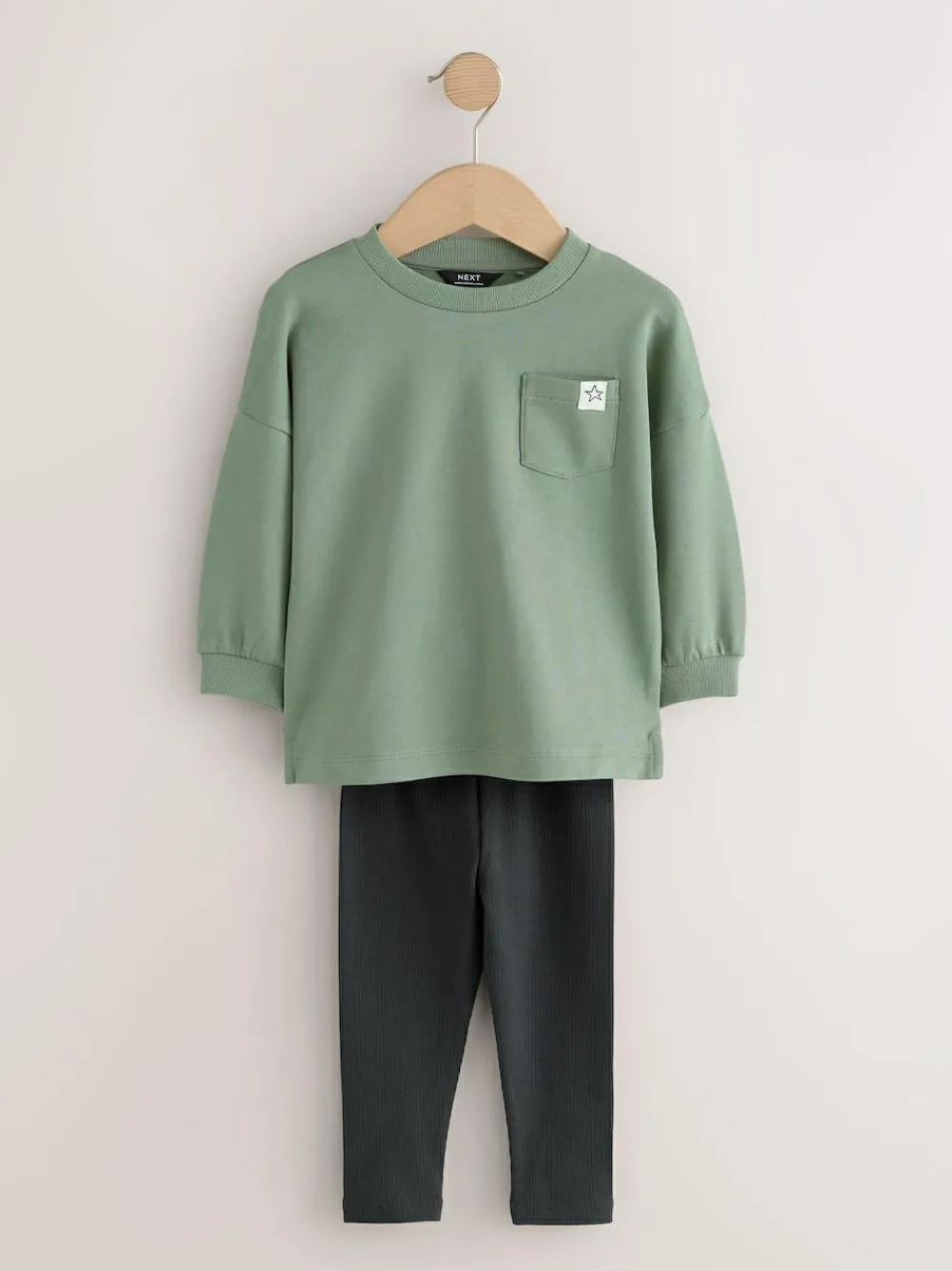 Hot Next Blue/Stone/Green Long Sleeve Top and Leggings Set 3 Pack (3mths-7yrs)
