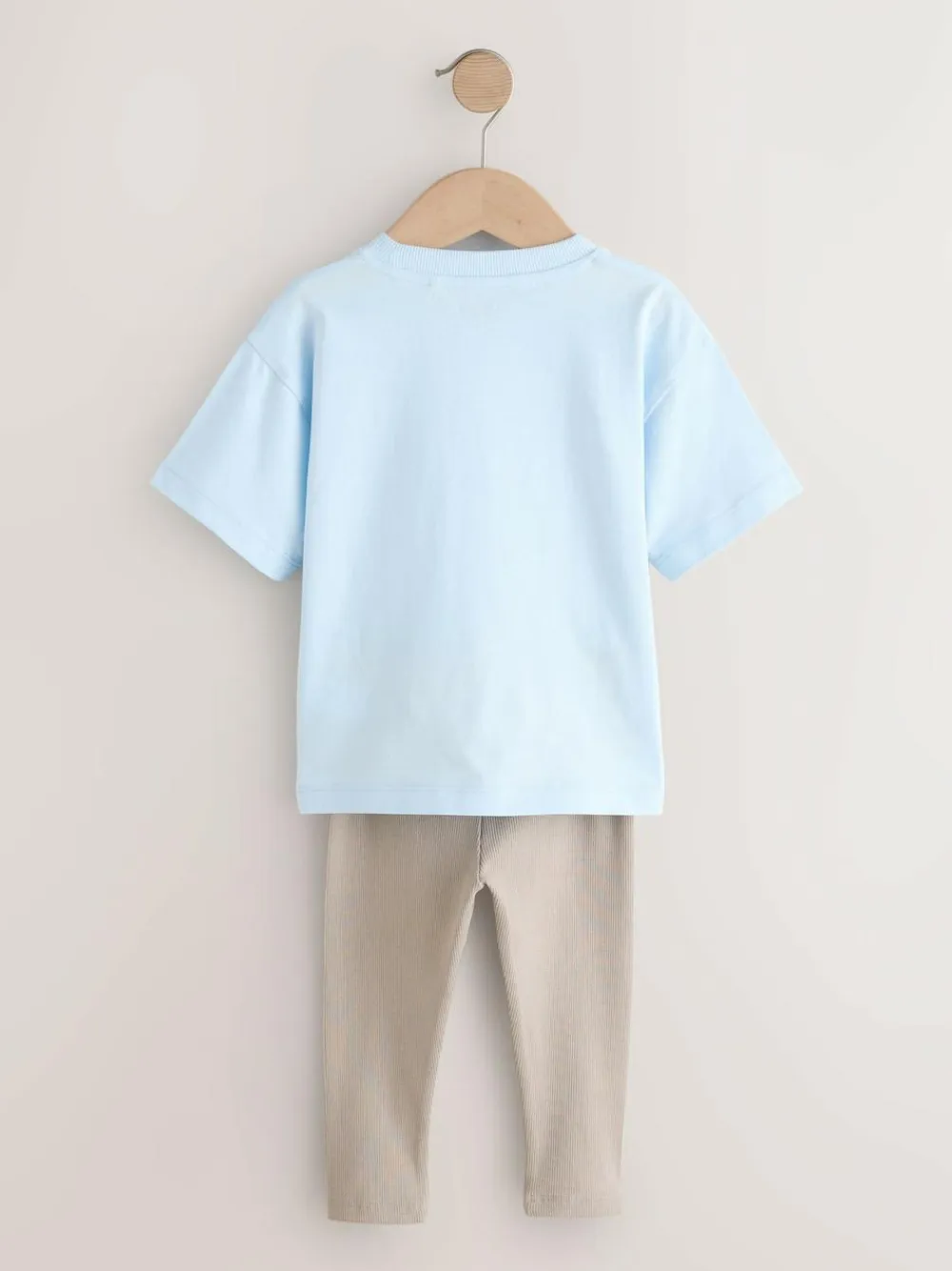 Next Blue/White/Brown Short Sleeve Top and Leggings Set 3 Pack (3mths-7yrs)^BOY Tops|Sets & Co-Ords