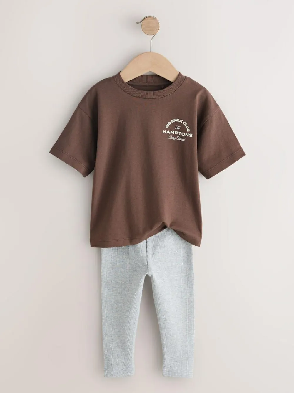 Next Blue/White/Brown Short Sleeve Top and Leggings Set 3 Pack (3mths-7yrs)^BOY Tops|Sets & Co-Ords