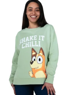 New Character Bluey Green Ladies Chilli Sweatshirt