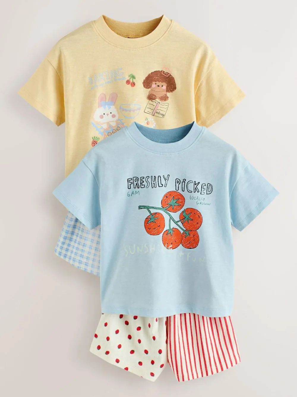 Outlet Next Blue/Yellow Top & Shorts Set 2 Pack (3mths-7yrs)