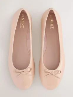 Outlet Next Extra Wide Fit Round Toe Ballerina Shoes Blush Pink Patent
