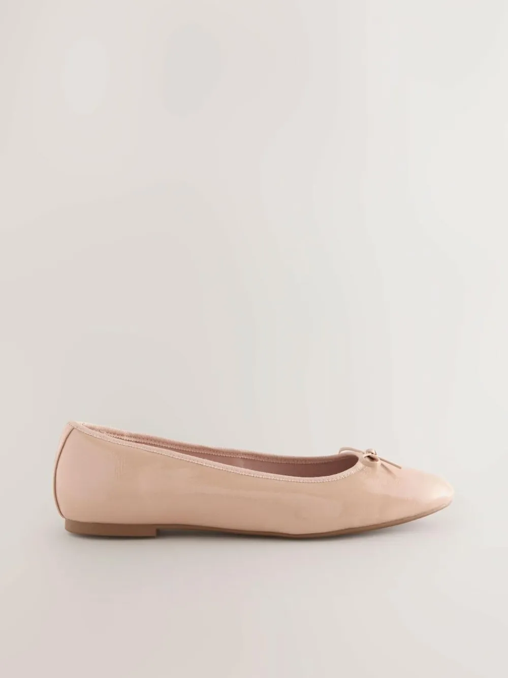 Outlet Next Extra Wide Fit Round Toe Ballerina Shoes Blush Pink Patent
