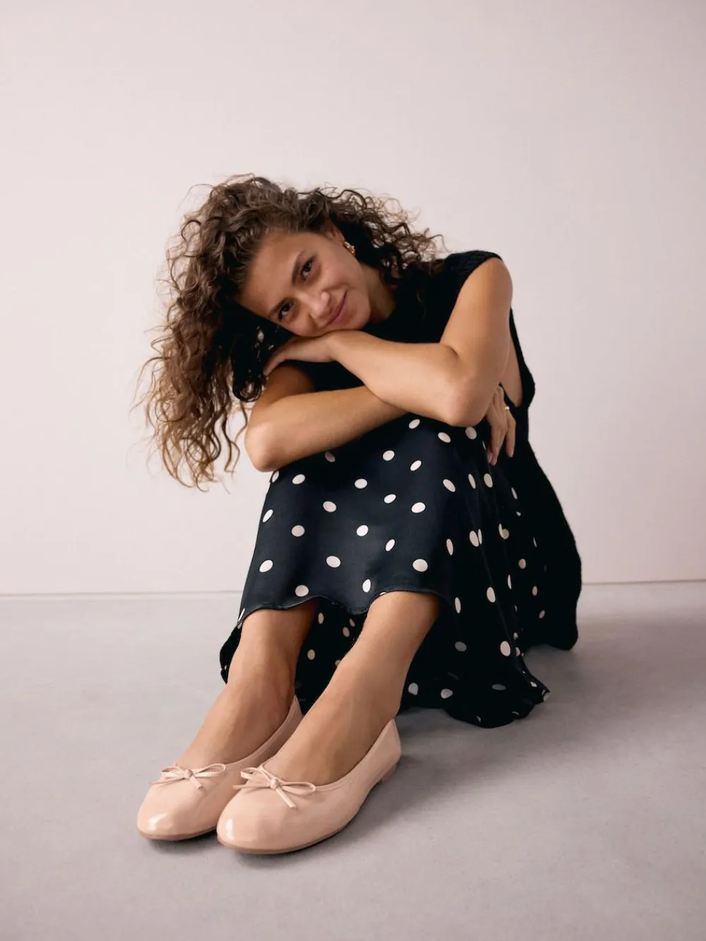 Next Blush Pink Patent Standard/Wide Fit Round Toe Ballerina Shoes^Women Flats