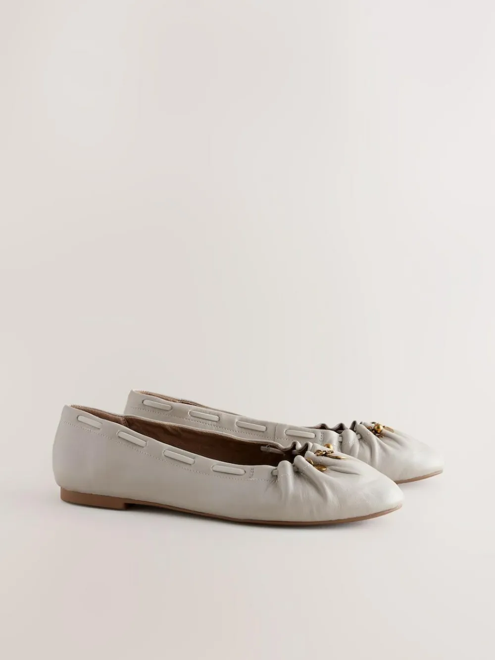 Next Forever Comfort® Leather Ruched Charm Ballet Flats^Women Flats