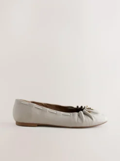Next Forever Comfort® Leather Ruched Charm Ballet Flats^Women Flats