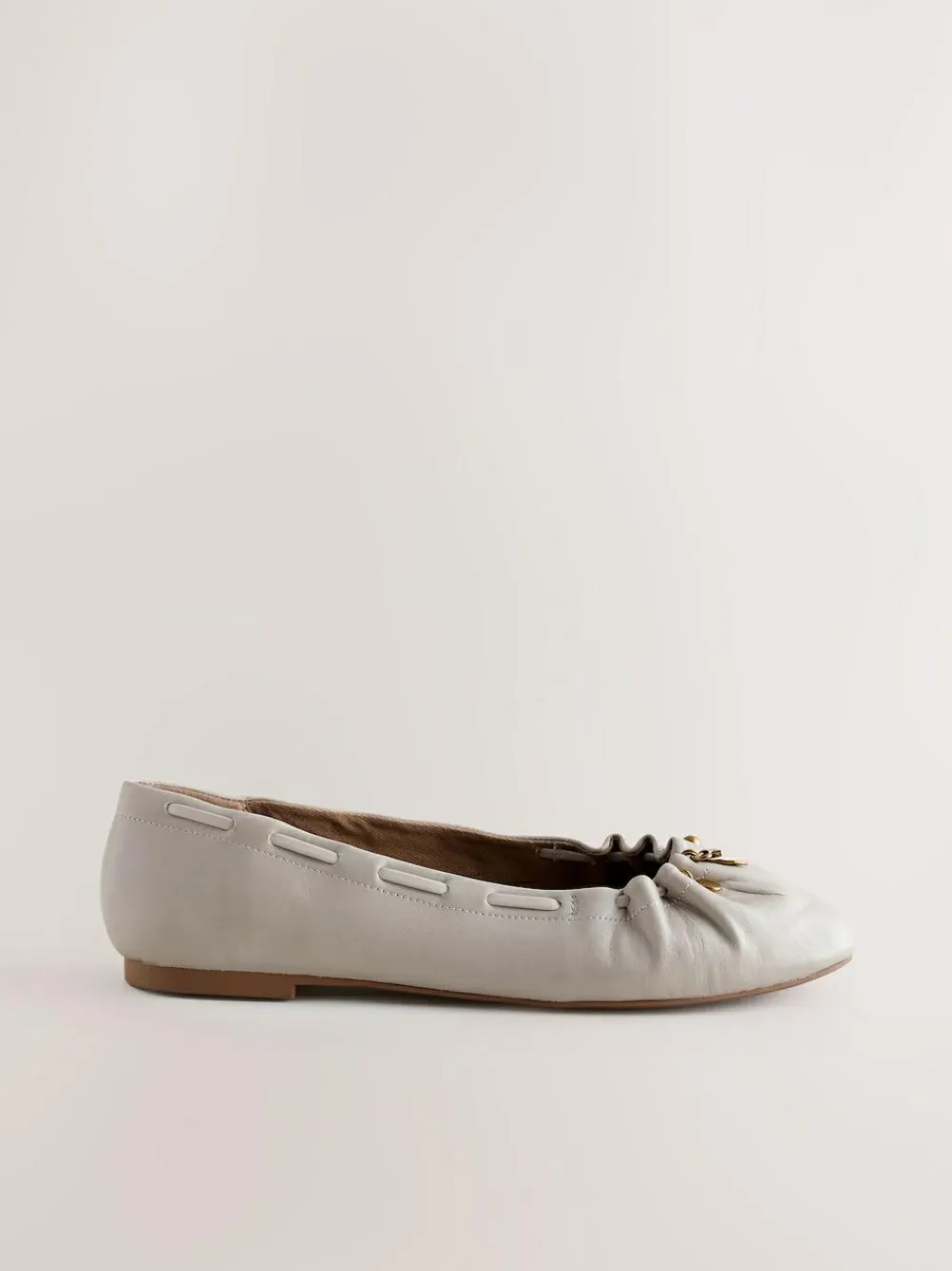 Next Forever Comfort® Leather Ruched Charm Ballet Flats^Women Flats