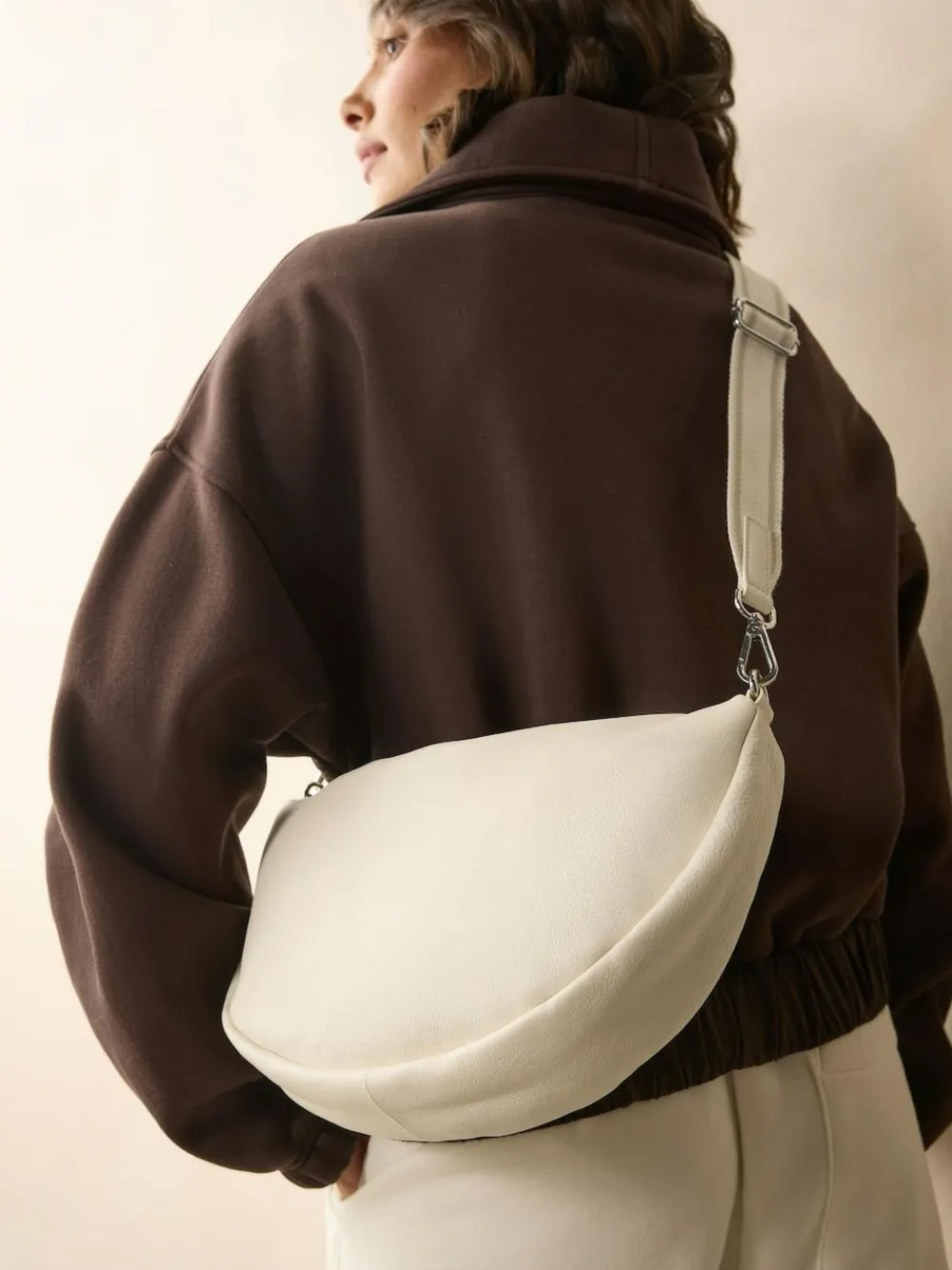 Outlet Next Bone Leather Sling Cross Body Bag
