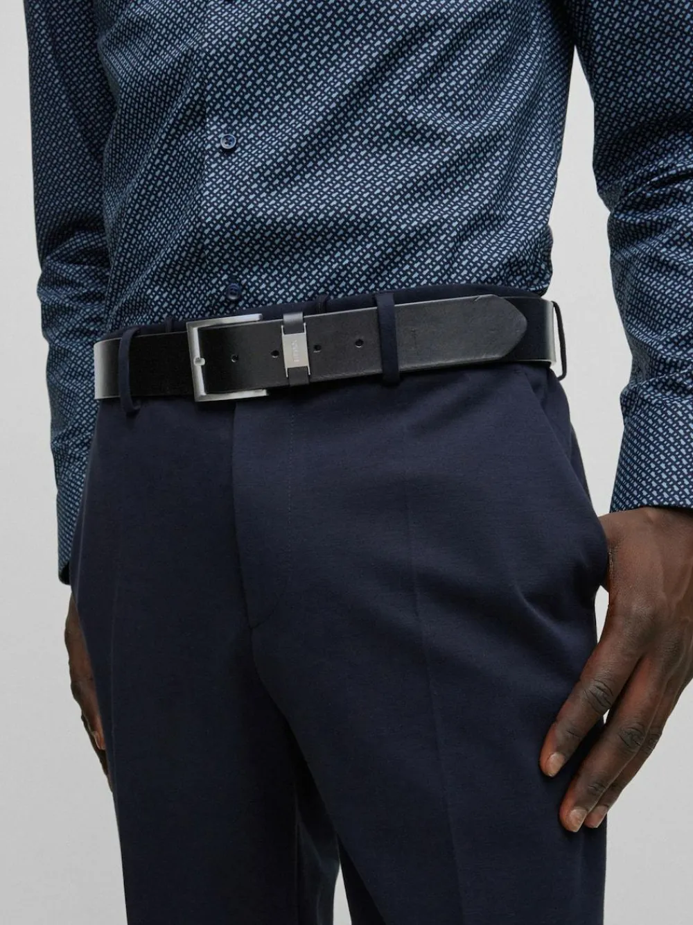 BOSS Brushed Metal Leather Belt^ Belts & Braces