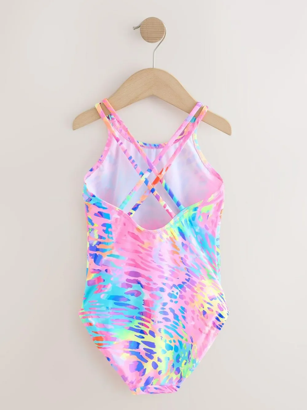 Best Next Bright Animal Print Double Strap Swimsuit (3-16yrs)
