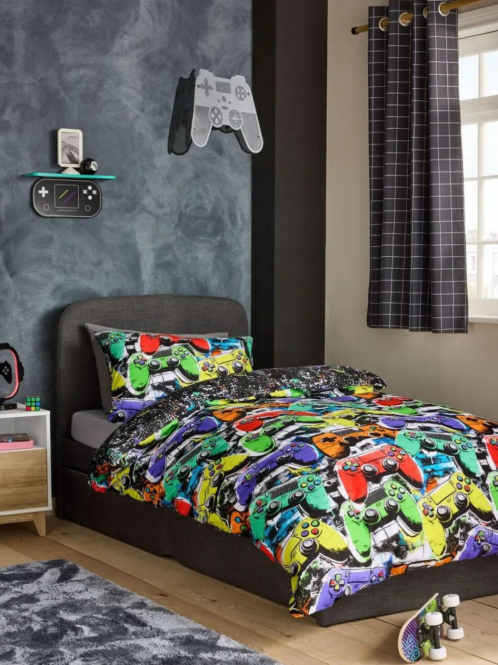 New Next Bright Gamer Super Soft Brushed Cotton Duvet Cover and Pillowcase Set